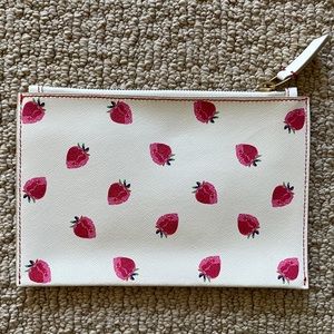 NWOT J Crew Leather Cream Strawberry Clutch